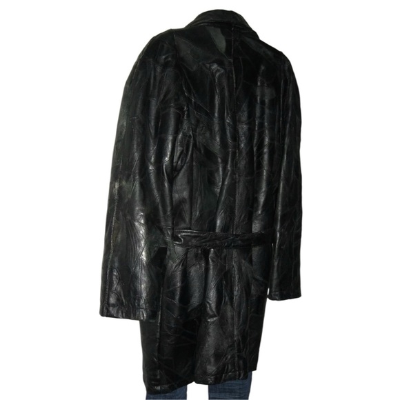 Leather Jacket Vintage 90's Trench Textured Italian Goth Punk alt egirl y2k 2X - Picture 8 of 14